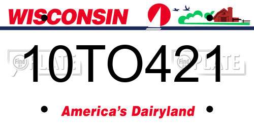 10TO421 Wisconsin License Plate