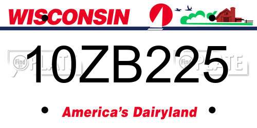 10ZB225 Wisconsin License Plate