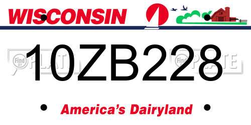 10ZB228 Wisconsin License Plate