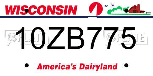 10ZB775 Wisconsin License Plate