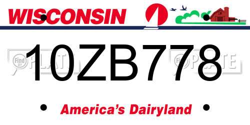 10ZB778 Wisconsin License Plate