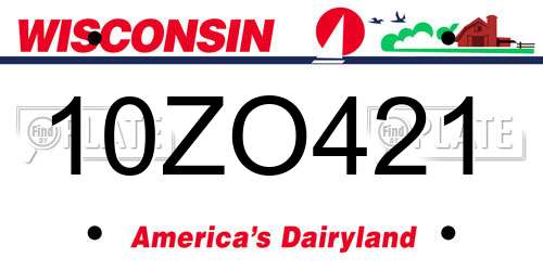 10ZO421 Wisconsin License Plate