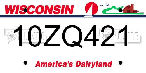 10ZQ421 Wisconsin License Plate