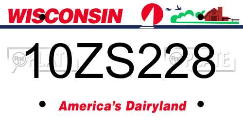 10ZS228 Wisconsin License Plate