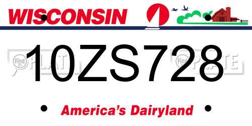 10ZS728 Wisconsin License Plate
