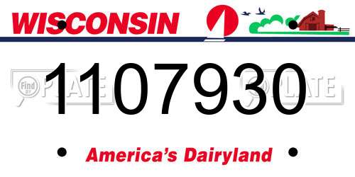 1107930 Wisconsin License Plate