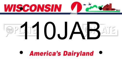 110JAB Wisconsin License Plate