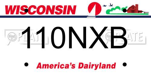 110NXB Wisconsin License Plate