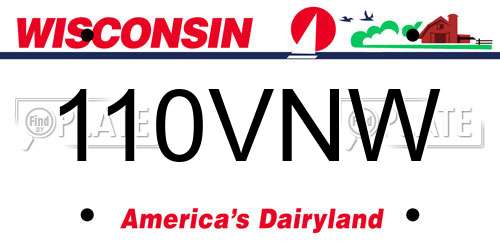 110VNW Wisconsin License Plate