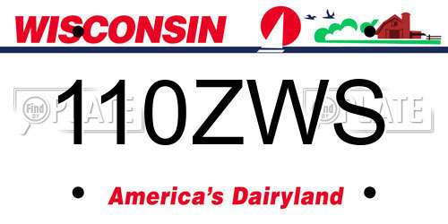 110ZWS Wisconsin License Plate