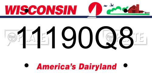 11190Q8 Wisconsin License Plate
