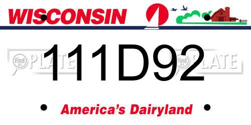 111D92 Wisconsin License Plate