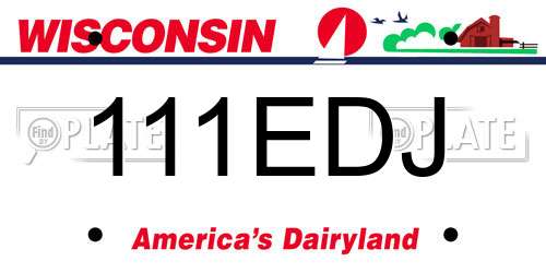 111EDJ Wisconsin License Plate