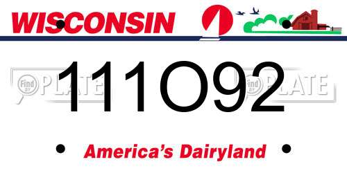 111O92 Wisconsin License Plate