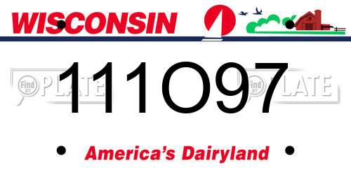 111O97 Wisconsin License Plate