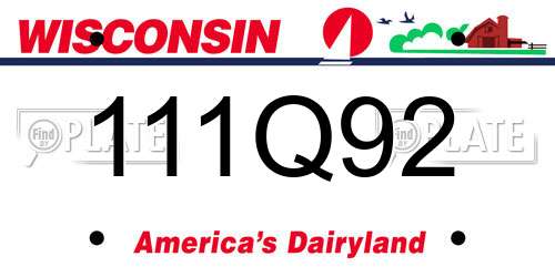 111Q92 Wisconsin License Plate