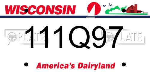 111Q97 Wisconsin License Plate