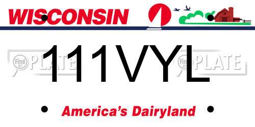 111VYL Wisconsin License Plate