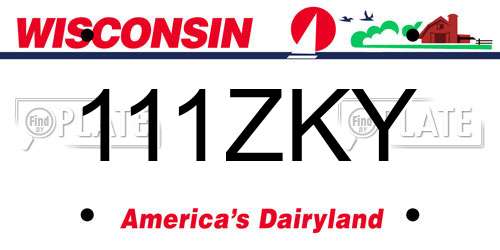 111ZKY Wisconsin License Plate