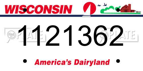 1121362 Wisconsin License Plate