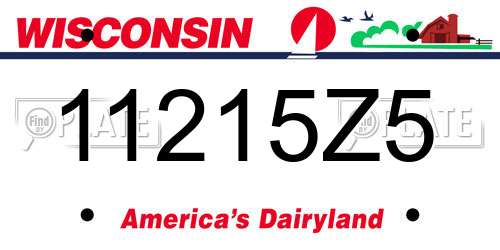 11215Z5 Wisconsin License Plate