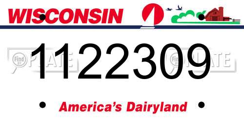 1122309 Wisconsin License Plate