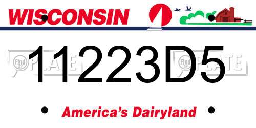 11223D5 Wisconsin License Plate