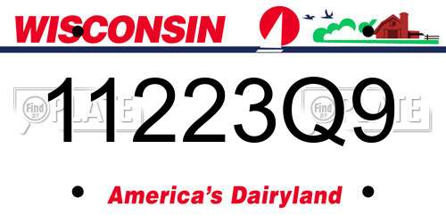 11223Q9 Wisconsin License Plate