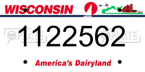 1122562 Wisconsin License Plate