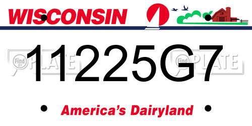 11225G7 Wisconsin License Plate