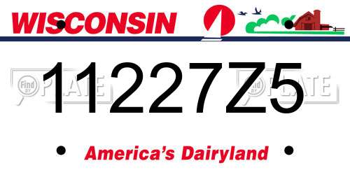 11227Z5 Wisconsin License Plate