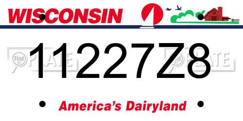 11227Z8 Wisconsin License Plate