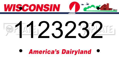 1123232 Wisconsin License Plate