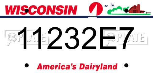 11232E7 Wisconsin License Plate