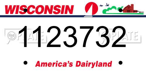 1123732 Wisconsin License Plate