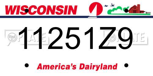 11251Z9 Wisconsin License Plate