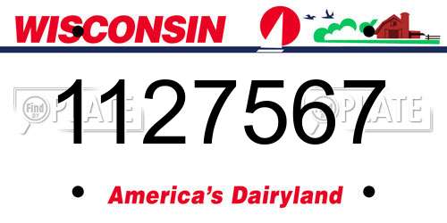 1127567 Wisconsin License Plate