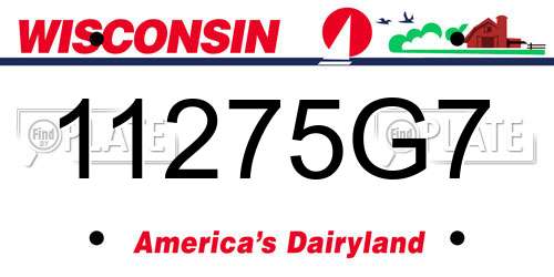 11275G7 Wisconsin License Plate