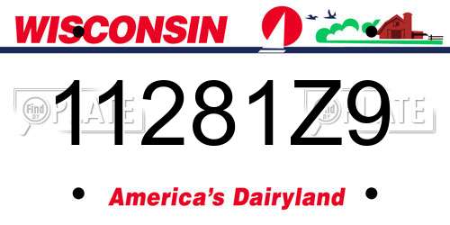 11281Z9 Wisconsin License Plate