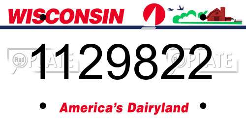 1129822 Wisconsin License Plate