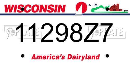 11298Z7 Wisconsin License Plate
