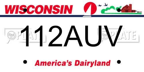112AUV Wisconsin License Plate