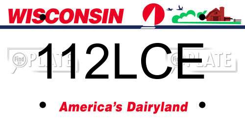 112LCE Wisconsin License Plate