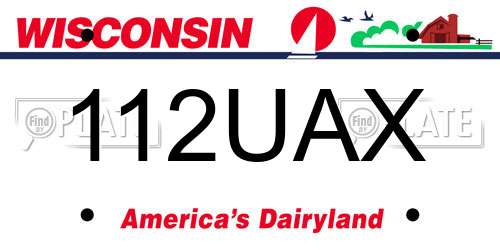 112UAX Wisconsin License Plate