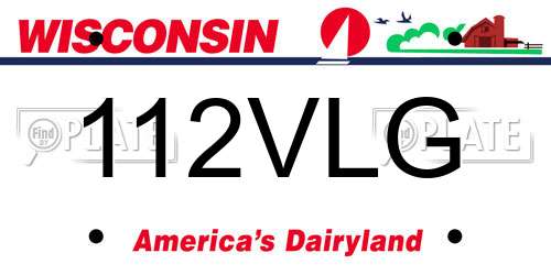 112VLG Wisconsin License Plate