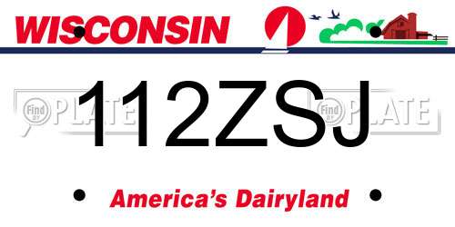 112ZSJ Wisconsin License Plate