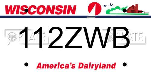 112ZWB Wisconsin License Plate