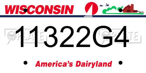 11322G4 Wisconsin License Plate