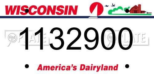 1132900 Wisconsin License Plate