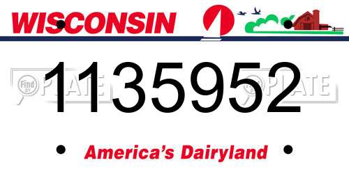 1135952 Wisconsin License Plate